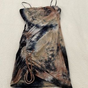 Windsor Tye dye Strapless minidress with adjustable ruching!